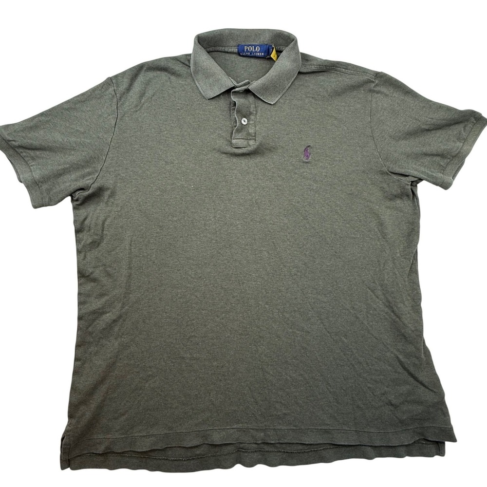 Polo Ralph Lauren Mens Large Green‎ Cotton Polo Shirt Purple Pony Preppy money